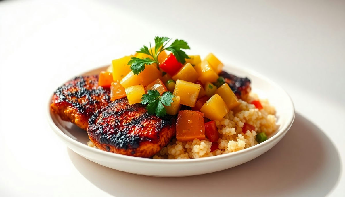 Jamaican Jerk Chicken with Caramelized Pineapple Salsa